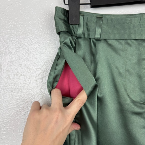 Anthropologie Maeve Parachute Satin Jogger Belted Green Pants  Size 2 - Picture 5 of 11